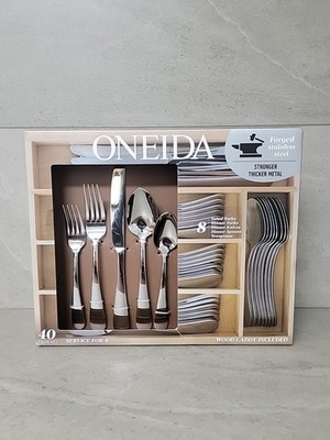Oneida Teso 40-Piece Stainless Steel Flatware Set with Caddy (Service for 8)