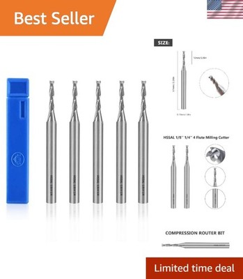Versatile End Mill Set - 1/8'' HSS Cutters for Precision in Wood, Nylon & Metal