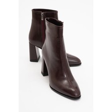 Women's Prologue Shoes Jewel High Heel Boot Burgundy faux leather