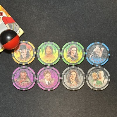 LOT OF 8 Topps WWE 2009 Power Chipz - Wrestling Poker Chip Coin Magnet Powerball
