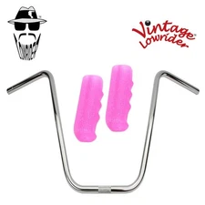 Original Lowrider 16" 22.2 D Handlebar Chrome Custom 120mm Grips Sparkle/Pink