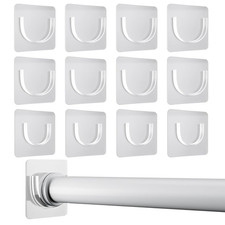 12 Pack Shower Rod Holder with Strong Adhesive, Shower Curtain Rod Holder No Dri