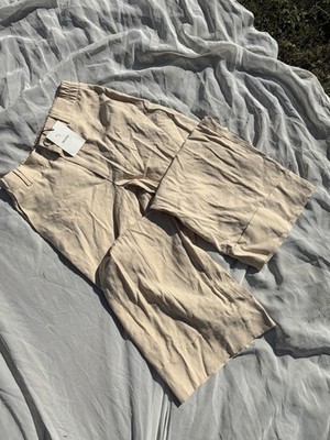 Bershka Cream Wide Leg Trousers Size Large Women's New With Tags