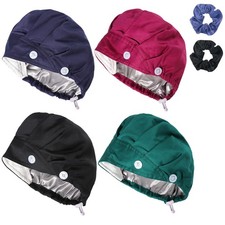 4Pcs Scrub Caps for Women Nurse Surgical Hats Adjustable Satin-Lined Working ...