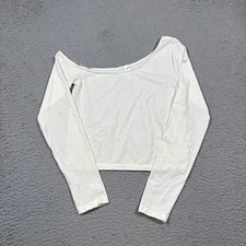 NWT Alo Sz L Asymmetric Sheer Glow Long Sleeve Ivory $68