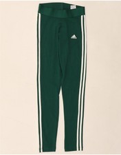 ADIDAS Womens Regular Fit Leggings UK 4/6 XS Green Cotton DC23