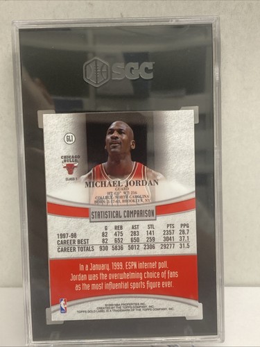 1998-99 Topps Gold Label Michael Jordan #GL1 Bulls HOF SGC 9 MT - Foto 6 di 7