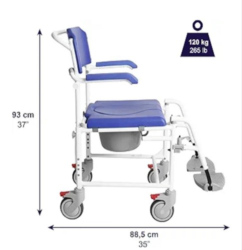 KMINA PRO Wheelchair Commode Bedside Toilet Chair Blue - Picture 2 of 8