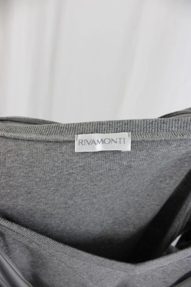 Top de corbata para mujer Rivamonti gris mezcla de algodón cuello en V plisado satinado mediano Foto 3 de 4