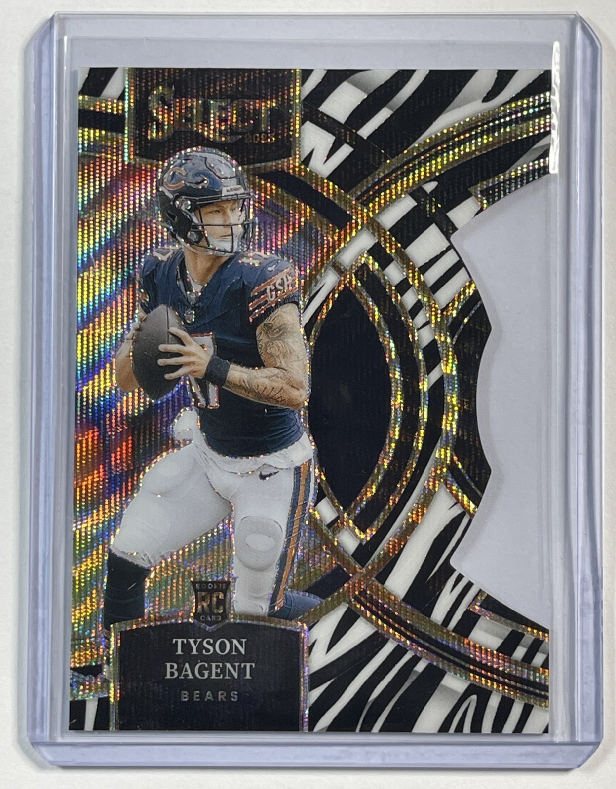 TYSON BAGENT 2023 PANINI SELECT #123 ROOKIE ZEBRA PRIZM DIE CUT SSP RC PREMIER