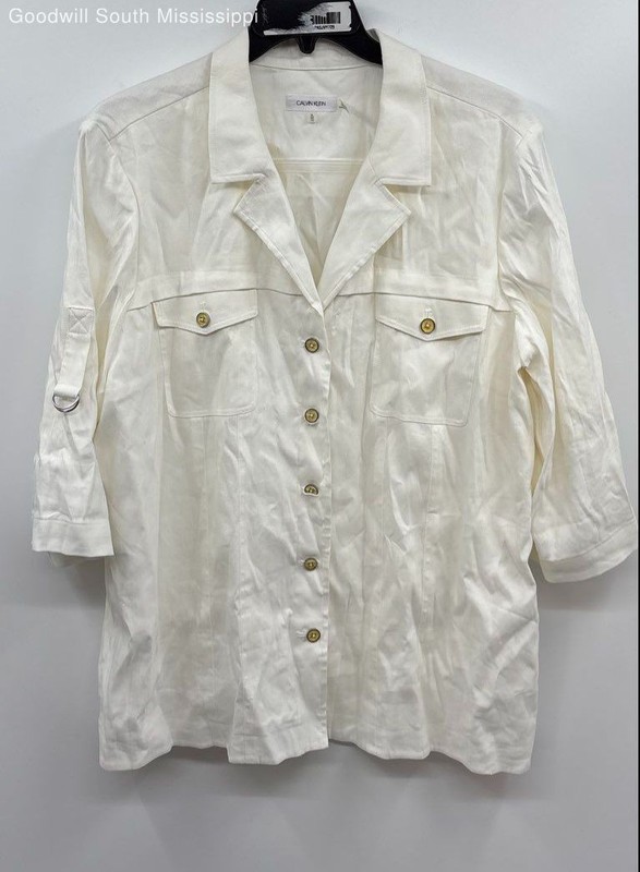 Calvin Klein Cream Button up blouse - Size XL