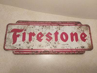 Firestone レトロ金属サイン VINTAGE FIRESTONE METAL SIGN ORIGINAL TIRE ADVERTISING TOP DISPLAY