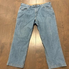 Duluth Trading Co Flex Ballroom Jeans Mens 40x28 Relaxed Fit Light Wash Denim