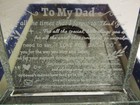 Glass Desk Clock “To My Dad” Engraved Gift w/ Box Gold Trim Quartz — photo 7