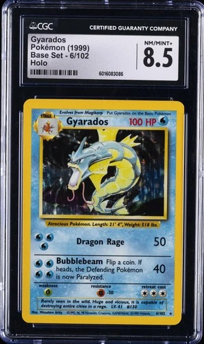 1999 POKEMON BASE SET HOLO #6/102 GYARADOS CGC 8.5