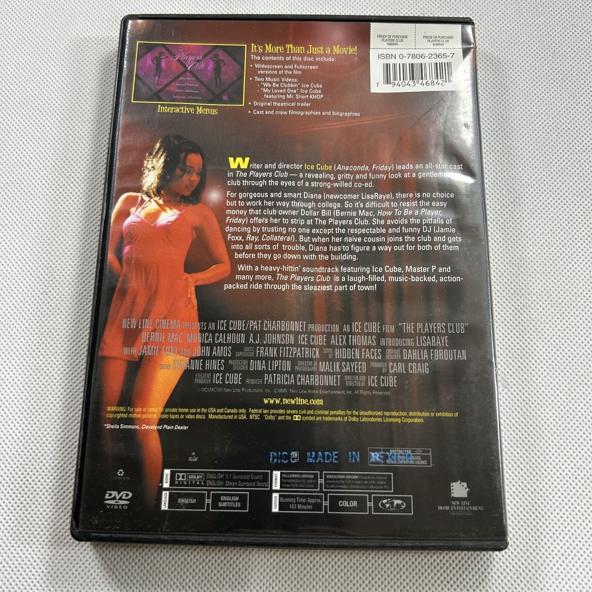 The Players Club DVD 1998 Ice Cube Film Jamie Foxx Bernie Mac R
