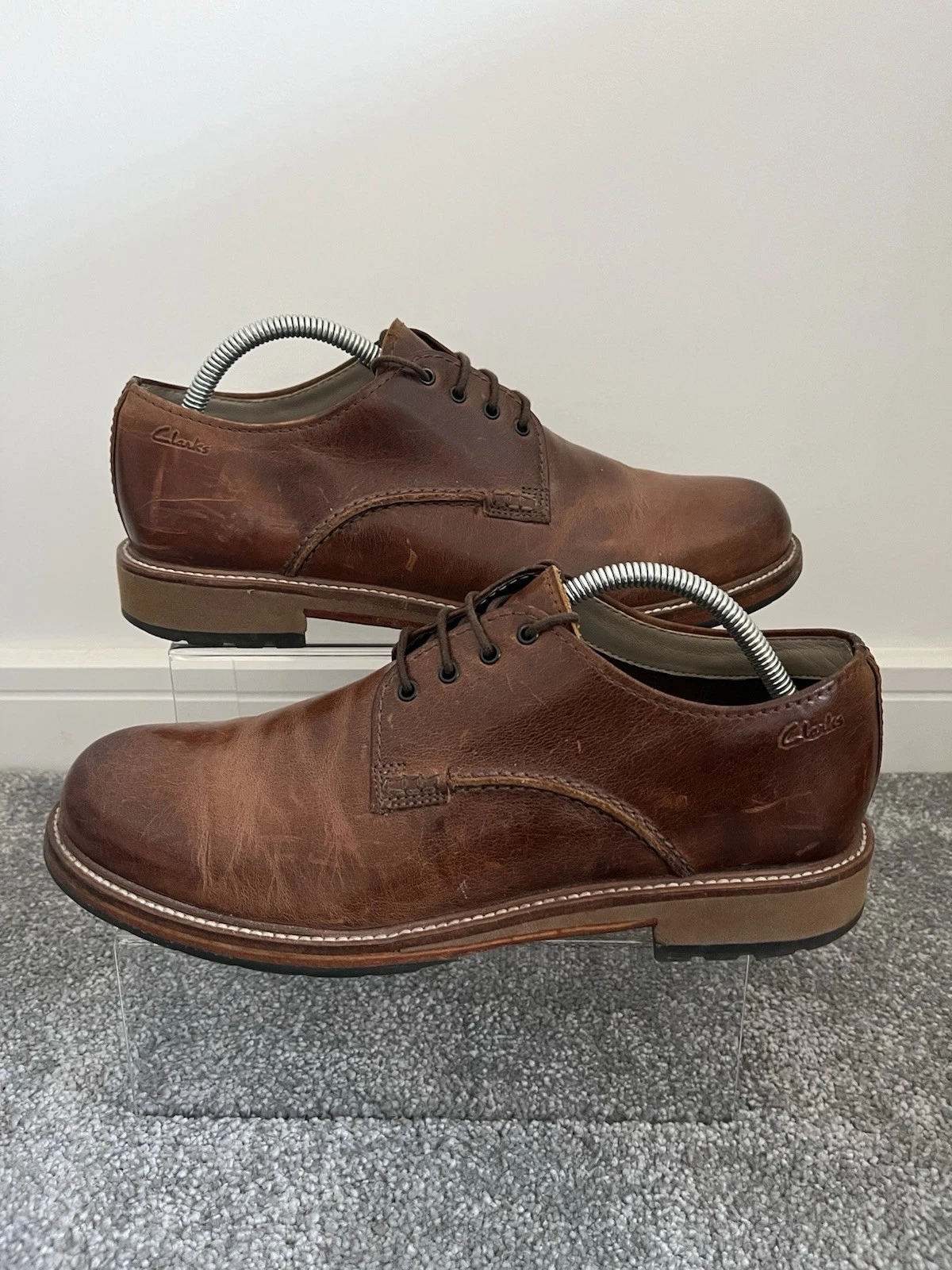 Clarks Cushion Plus scarpe da uomo in vera pelle marrone taglia UK 8 G