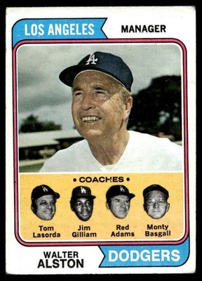 1974 Topps Walter Alston Tom Lasorda Jim Gilliam Red Adams Monty Basgall #144