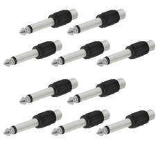 10Pcs Black RCA Female Jack To 6.3mm 1/4" Male Mono Plug Audio Adapter Connector