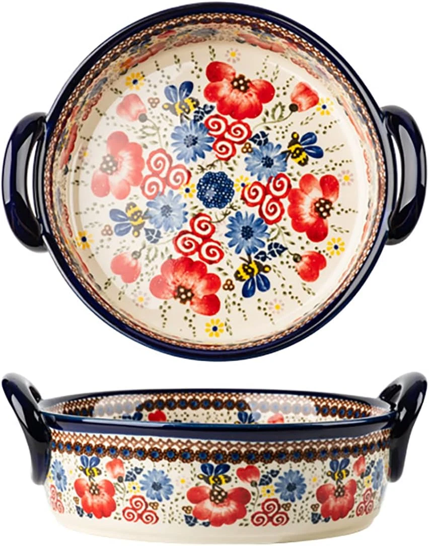 Vintage Flowers Style Ceramic Bakeware Casserole Dish Baking Pan Lasagna Pans Ba