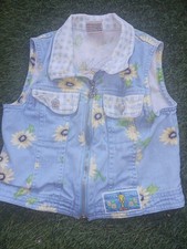 Vintage Tweety Bird Looney Tunes Jean Vest Jacket 90s Zippered Embroidered Patch