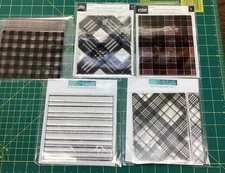 Lot of 5 Concord & 9th Plaid Stripes Background Border Stamp Set NEW 5” X 6”