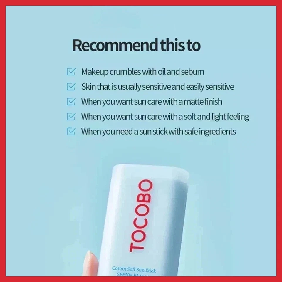 Tocobo Cotton Soft Sun Stick SPF50+ PA++++ 19g Each Non-Greasy - PACK OF 2 - Изображение 4 из 4