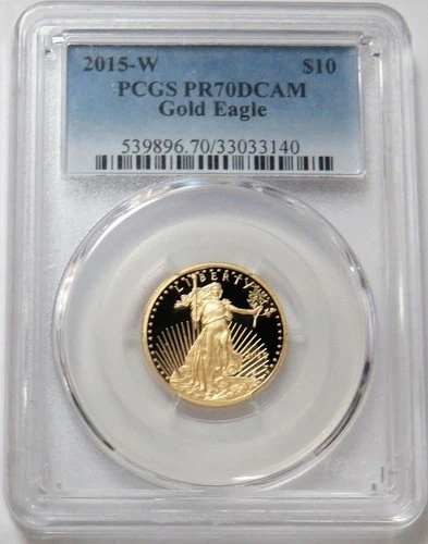 2015 W GOLD PROOF PCGS PR 70 DCAM AMERICAN EAGLE $10 COIN 1/4 OZ