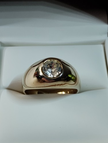 1.50 CT Round Cubic Zirconia Solitaire Men's 14K Yellow Gold Plated Ring Sz 10 - Picture 5 of 13
