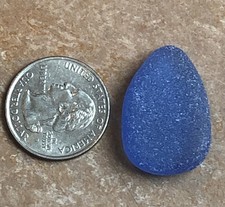 GENUINE USA BEACH SEA GLASS SURF TUMBLED BLUE LARGE OCEAN FROSTED PENDANT