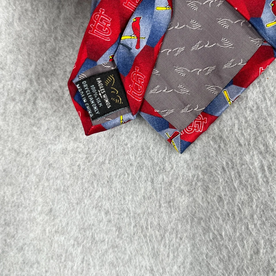 Corbata de cuello de los Cardenales de San Luis logotipo estampado por todas partes seda MLB alas de águila Foto 3 de 4