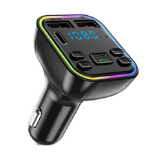 Car Bluetooth 5.0 FM Transmitter PD Type-C Dual USB 3.1A Fast Charger Colorful A