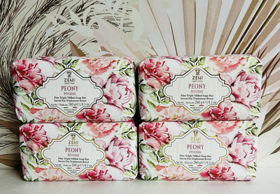 4-Pack Zeni PEONY Triple Milled ITALIAN Bar Soap 9.1oz Each New