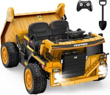 24V Ride On Dump Truck - 2 Seater Electric Construction Car with Remote Yellow