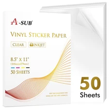 Clear Sticker Paper for Inkjet Printers, Waterproof Translucent Printable Vin...