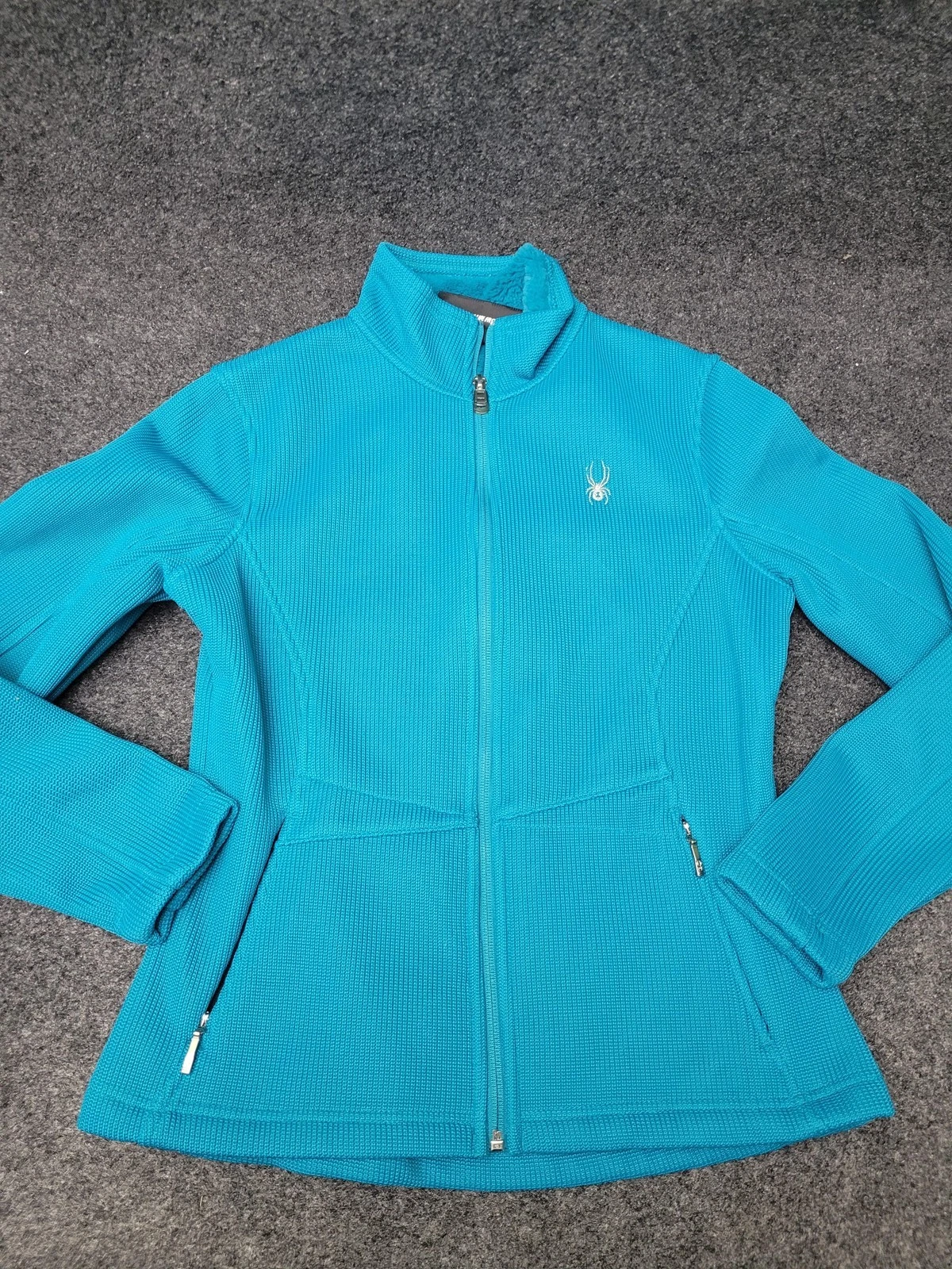 Spyder Jacket Womens Small Blue Full Zip Fleece Lined Thermal Skiing Hiking