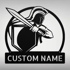 Custom Spartan Metal Art Wall Sign Personalized Spartan Home Office Decor Signs
