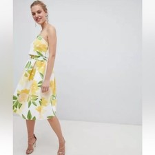 ASOS Strapless White/Yellow Dress US Size 4