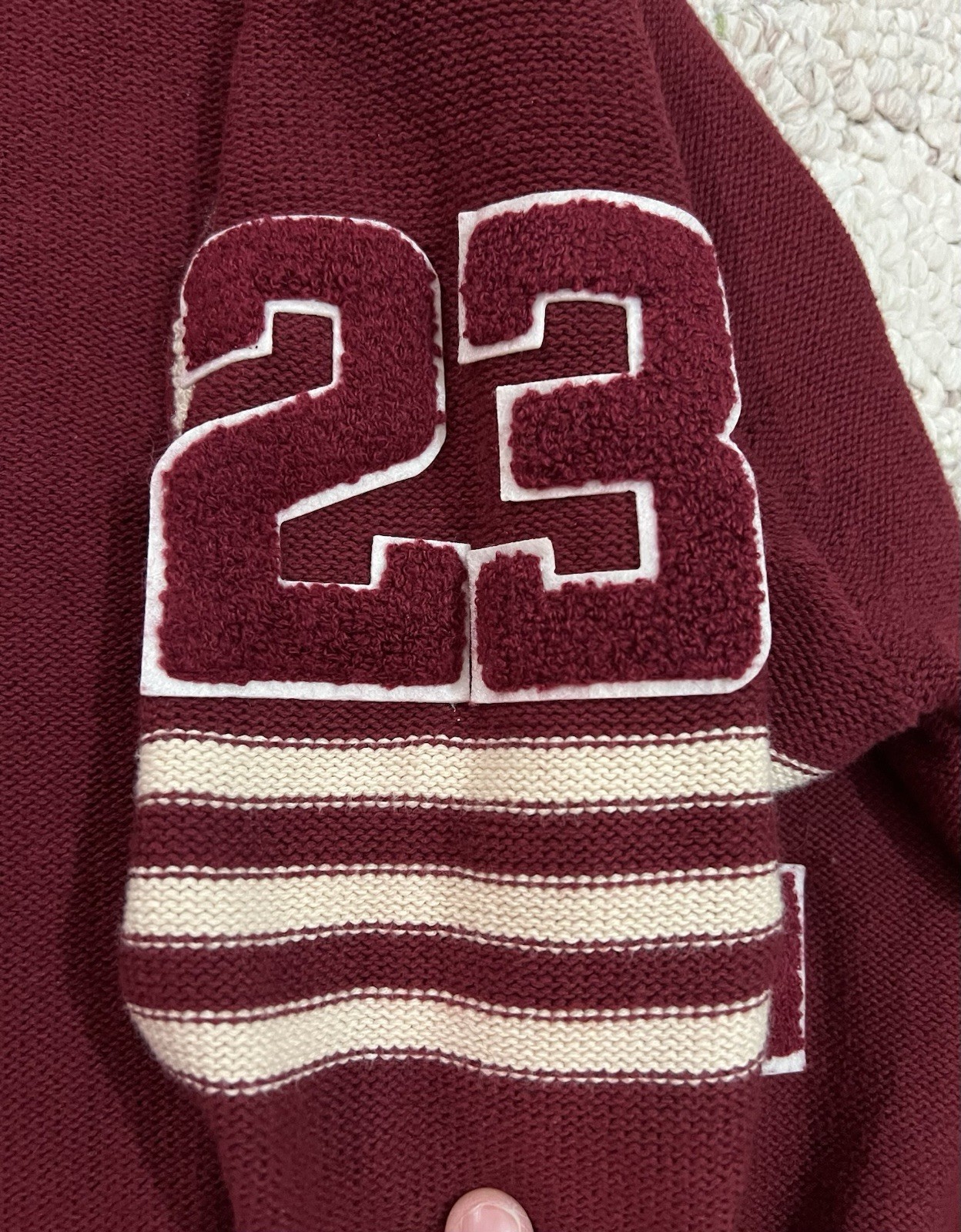 Found Fin Varsity Patch Collared Cardigan Sweater… - image 12