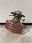 Antique Oil Lamp Rowatt Duplex Burner Pink Marble No Base