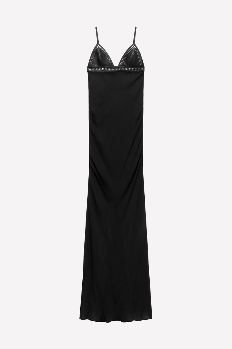 Zara x Ludovic De Saint Sernin Contrast Leather Dress Black S L