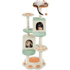 57.5in Cat Tree Tower,Multi-Functional Activity Center w/Cat Paw-Shaped Platform