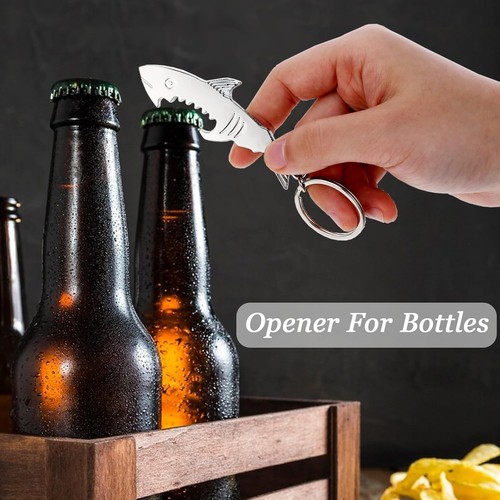 Tiburón Cerveza/Botellas de refresco Abridor de Metal Llavero Anillo Hombre Cueva Fiesta Bar Tapa - NUEVO - Imagen 4 de 7