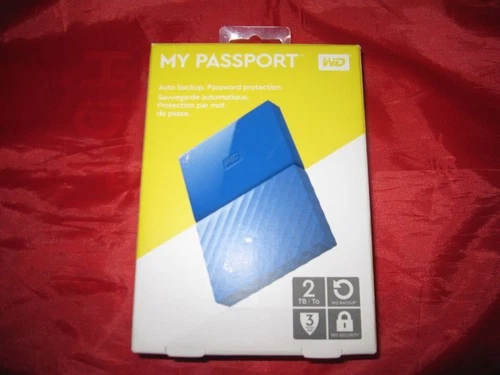 WD 2TB My Passport Portable External Hard Drive WDBYFT0020BBL Blue in box w/USB