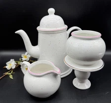 Arthur Wood England Teapot,  Creamer,  Sugar Bowl, Pastel Spatter, Speckled