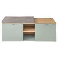 Garderobenbank Flurbank 2 TüRen Sitzkissen Artisan Eiche Dekor SchilfgrüN 128X38