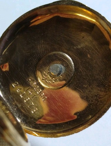 1904 Waltham 0s Solid 14k Gold Hunter Pocket Watch Seaside Fancy Dial Running - Picture 8 of 18