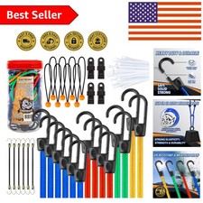 32-Piece Bungee Cord Set with Hooks & Tarp Clips - Ultimate Outdoor Accessory