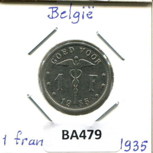 1 FRANC 1935 DUTCH Text BELGIUM Coin #BA479.G - Afbeelding 1 van 12