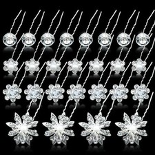 48 Pieces Crystal Wedding Hair Pins Rhinestone Flower Hair Clips Accessories